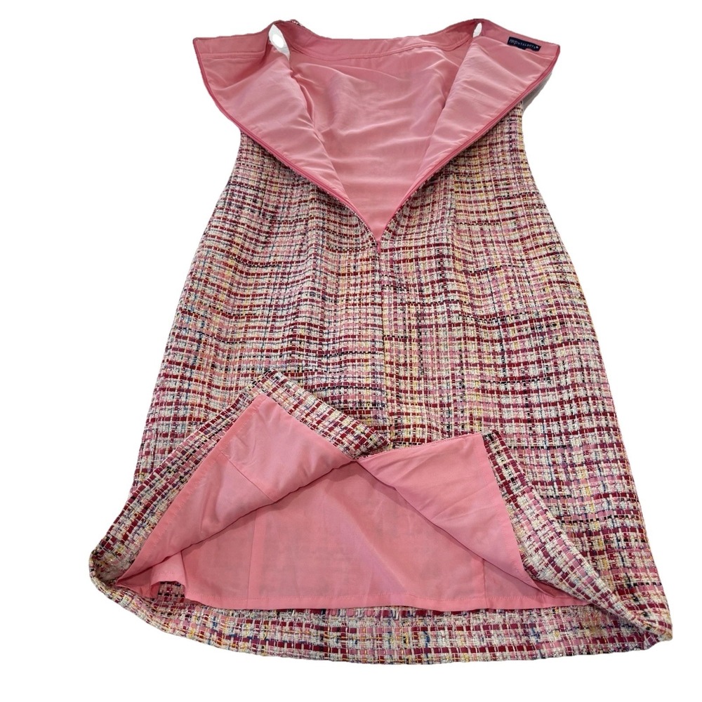 Talbots Pink Ribbon Tweed Sleeveless Shift Dress Size 2 Office Preppy - Picture 9 of 13